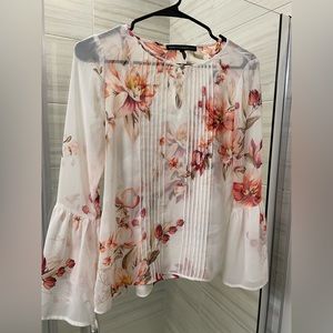 Ann Taylor Flower Blouse Bell Sleeves